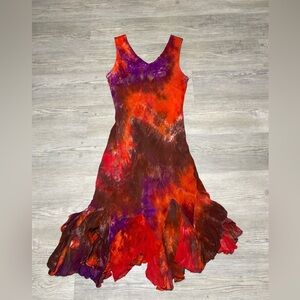 Vintage Phool Tie Dye V-neck Women’e Dress Size Large